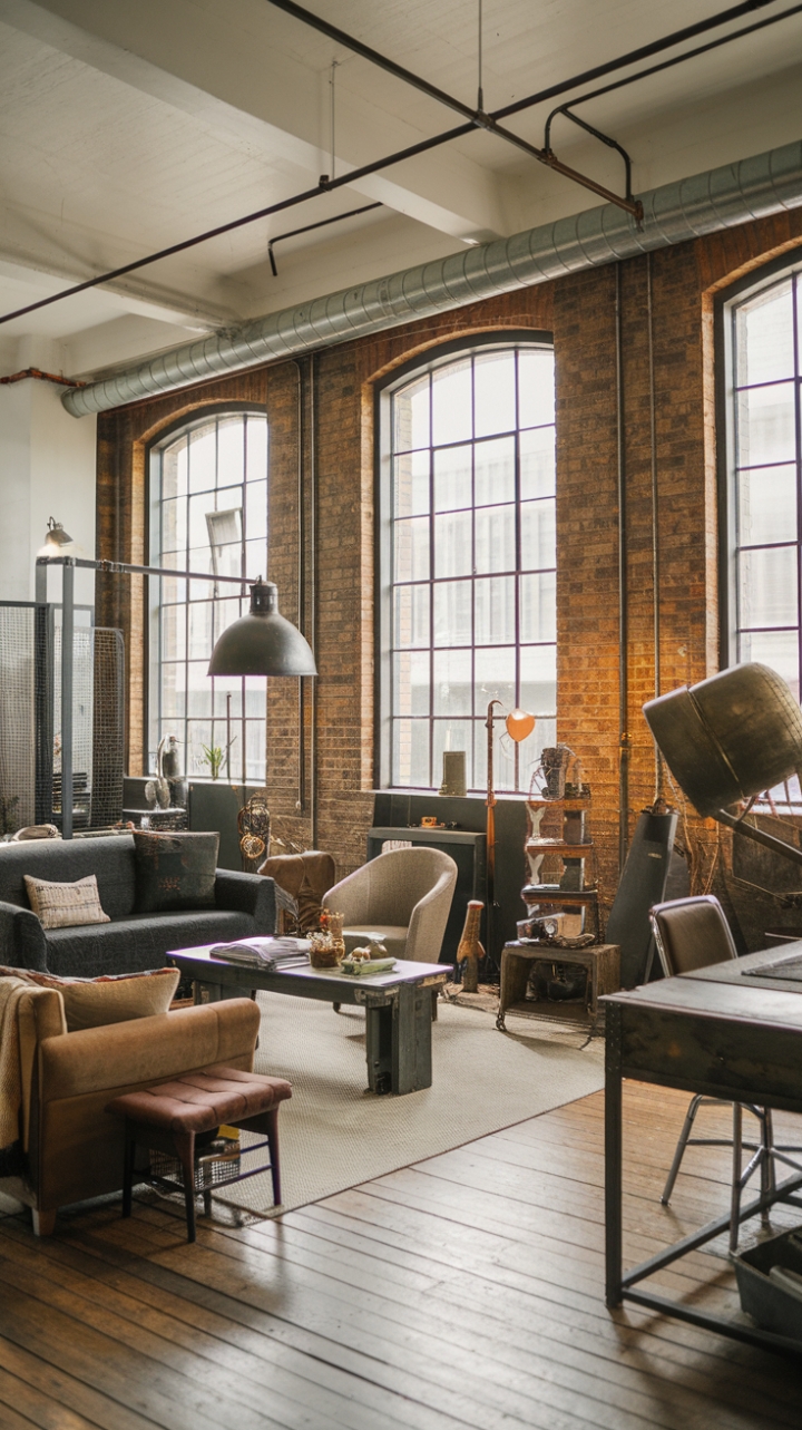 Unleash your inner urban explorer in this captivating loft, where exposed brick whispers tales of the city's past while sleek modern lines define a future of sophisticated style. Vintage industrial finds mingle effortlessly with plush seating and unexpected textures, creating a space that's both lived-in and luxuriously refined. The high ceilings and abundant natural light amplify the sense of spaciousness, making this the perfect sanctuary for the modern industrialist.