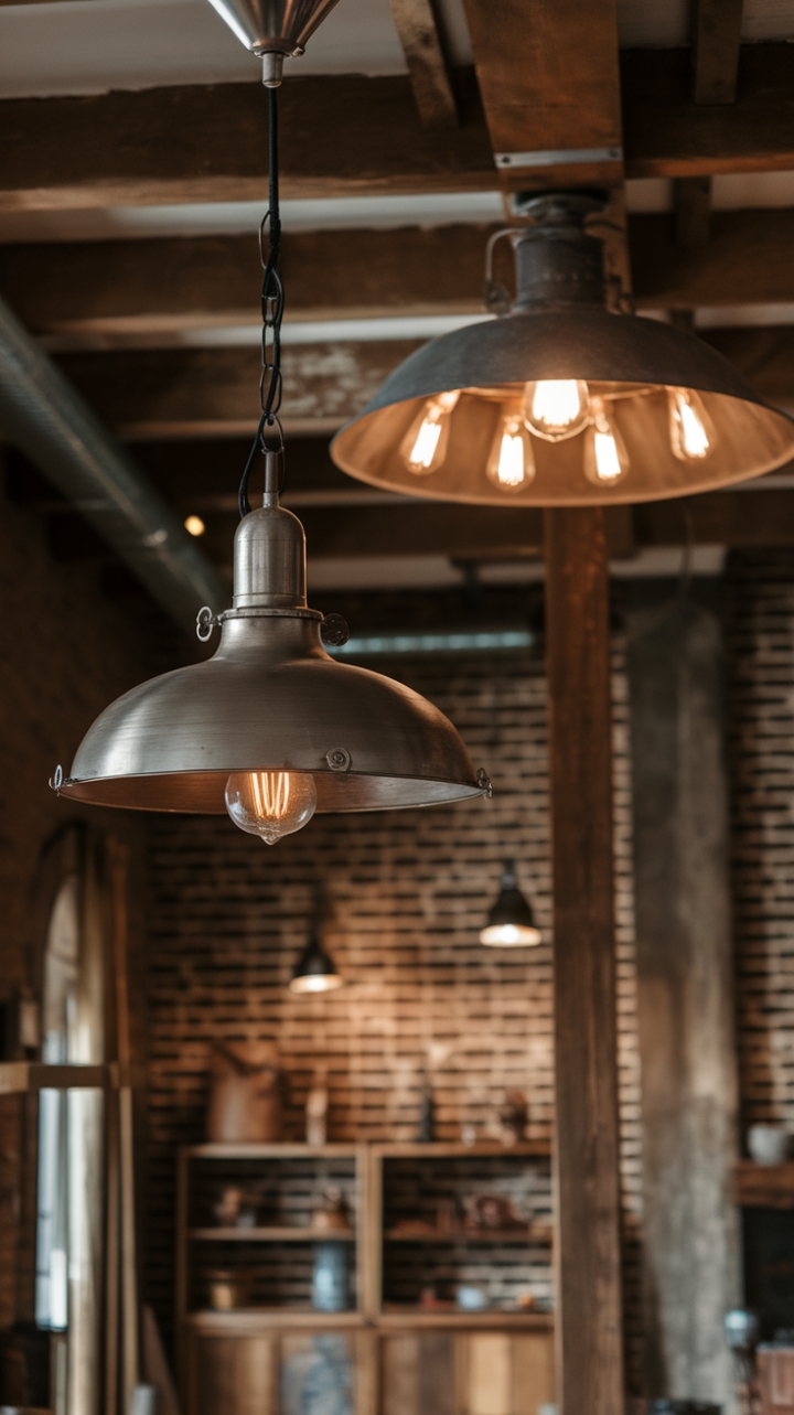Raw brick, reclaimed wood, and a symphony of incandescent bulbs: this loft's lighting is a masterpiece of industrial design. The vintage pendants create a captivating ambiance, perfect for cozy evenings and inspiring creativity.