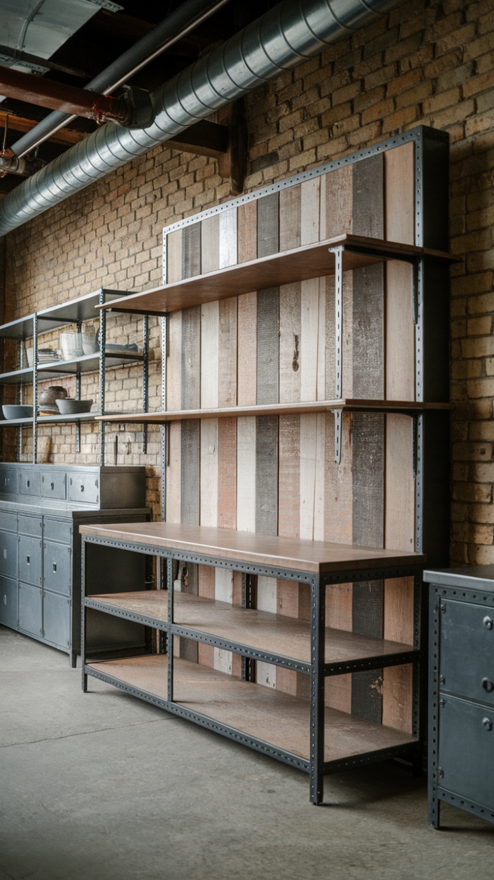 This isn't your grandma's kitchen. A symphony of reclaimed wood, steel, and exposed brick creates a space that's both fiercely industrial and surprisingly warm. The star? A massive, multi-tiered cabinet that anchors the room with its rustic charm and undeniable cool.