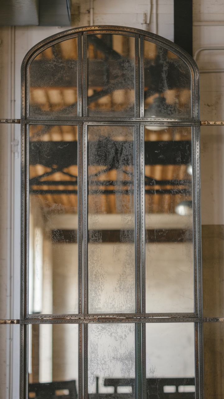 Unleash your inner urbanite with this raw, steel industrial mirror. Its distressed finish and vintage-inspired frame bring warehouse chic to any loft, adding a touch of gritty glamour to minimalist spaces.