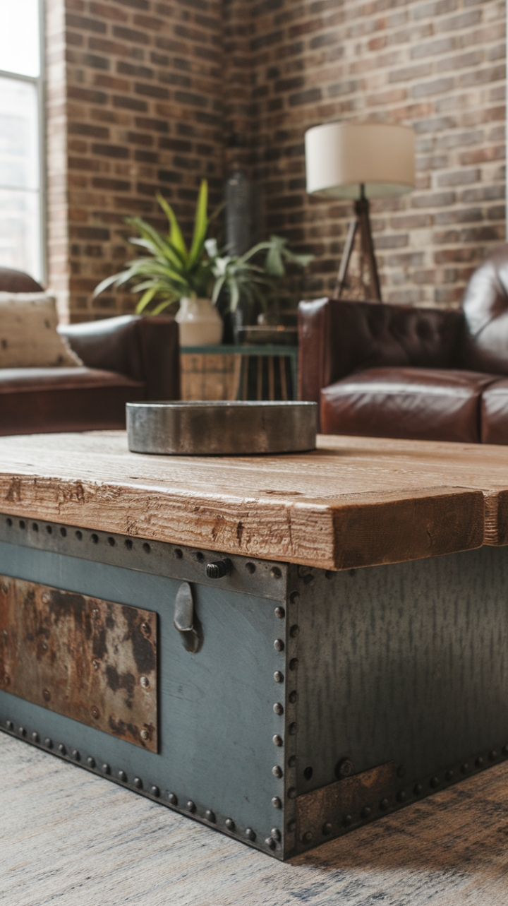 This isn't just a coffee table; it's a statement piece. Reclaimed wood's rich patina and a striking industrial metal frame combine to create a captivating centerpiece that blends rustic charm with urban edge. The perfect blend of old-world craftsmanship and modern design.