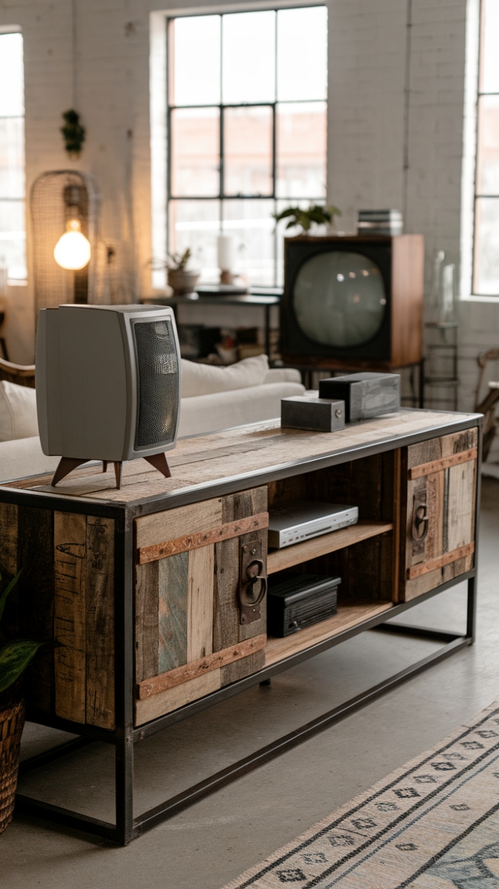 Craving a media console that's as individual as you are? Look no further! This stunning piece, crafted from reclaimed wood and accented with a striking metal frame, is a showstopper. Its versatile design seamlessly integrates vintage and modern aesthetics, making it the ideal centerpiece for any loft or industrial-chic living room. The rich texture of the wood and the cool strength of the metal create a captivating contrast, promising years of stylish enjoyment.