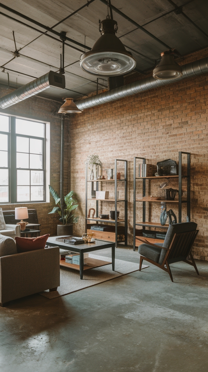 Craving a sanctuary that's as cool as it is comfortable? This industrial-chic man cave is the ultimate blend of masculine grit and unexpected sophistication. Exposed brick walls meet sleek furniture, creating a haven where relaxation meets rugged style. The perfect blend of form and function awaits.