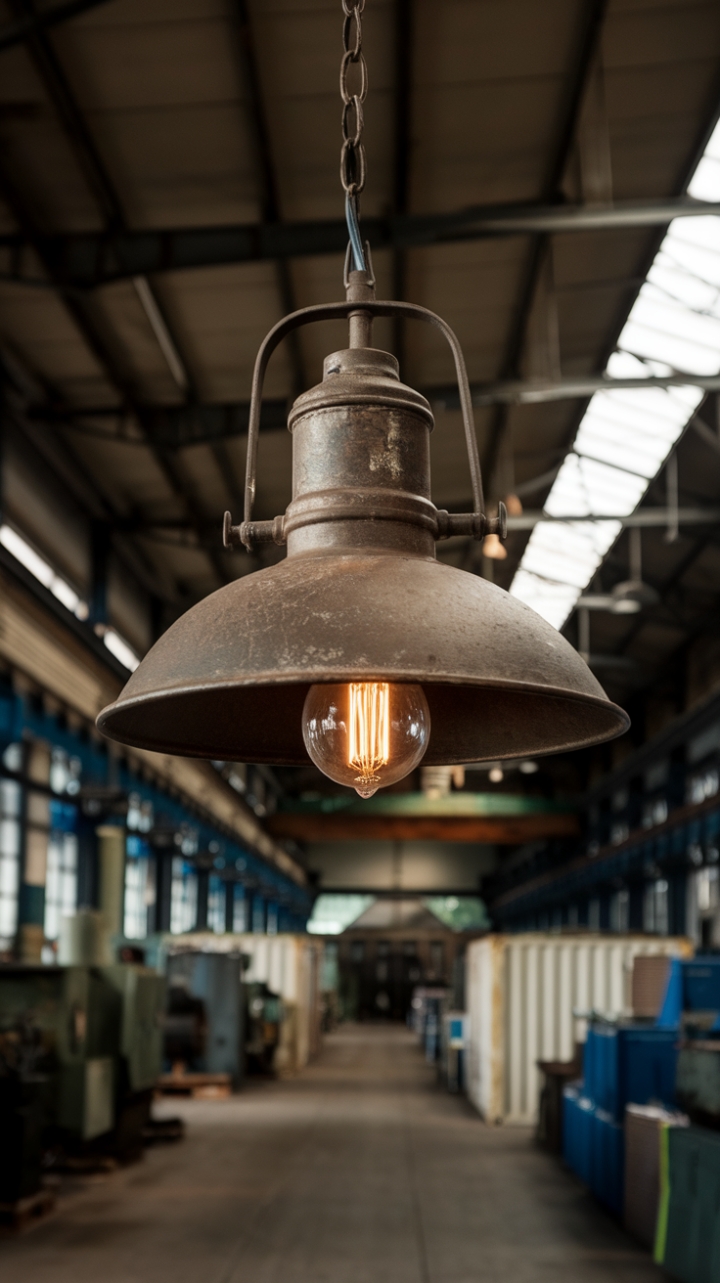 Unleash your inner industrialist with this vintage pendant—a raw, metallic masterpiece that commands attention. Its weathered finish and exposed bulb speak volumes of character, perfect for lofts, warehouses, or any space craving authentic grit.