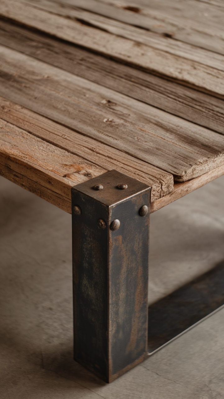 Ready to inject raw, urban cool into your living space? This reclaimed wood and weathered metal coffee table is the perfect blend of rustic charm and industrial edge. Its minimalist design and distressed finish add character and warmth, making it a statement piece for any loft or modern apartment.