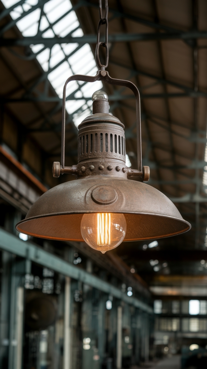 Ready to infuse your space with raw, urban cool? This vintage industrial pendant, a masterpiece of rustic metalwork and exposed Edison bulb brilliance, casts a captivating glow against a backdrop of authentic factory grit. Its steampunk-inspired design is a bold statement piece, perfect for adding character to lofts, studios, or any space craving an injection of industrial chic.