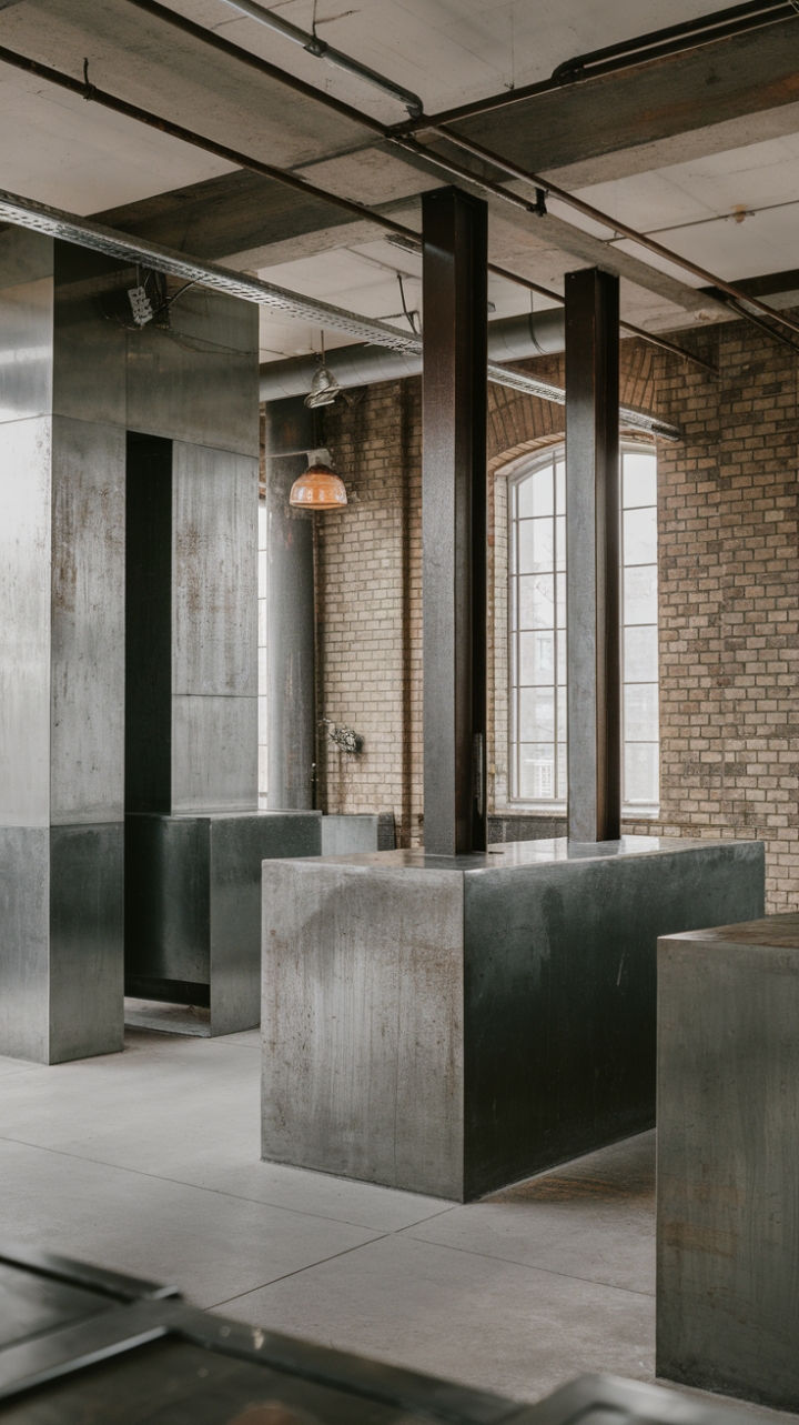 Ready to trade cramped quarters for cool industrial chic? This urban loft's exposed brick, raw textures, and minimalist design create a spacious haven where vintage charm meets modern edge. The interplay of metal, concrete, and industrial lighting is pure perfection.