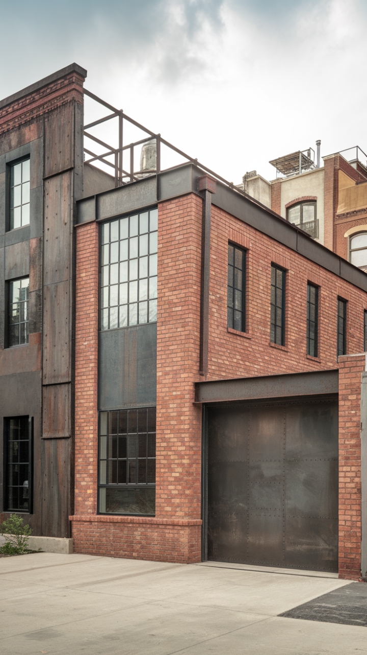 Ready to rethink urban chic? This raw brick beauty, with its minimalist facade and striking metal accents, whispers industrial cool. The exposed structural elements and factory-inspired architecture create a captivating contrast against the bustling cityscape.