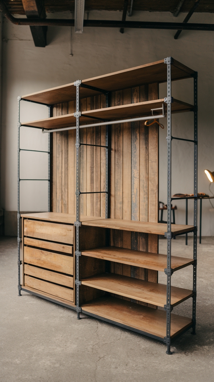 Imagine this: a reclaimed wood wardrobe, its steel frame a testament to enduring style, standing proudly against a backdrop of exposed brick or concrete. The perfect blend of rugged and refined, this piece is more than storage; it's a statement. Its multiple shelves and hanging rod offer practical solutions, while its vintage appeal adds undeniable character to your home.