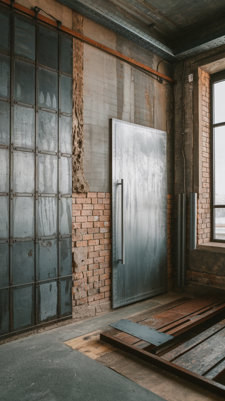 Ready to unleash your inner urbanite? This raw, industrial space, a symphony of exposed brick, weathered metal, and cool concrete, whispers tales of forgotten factories and burgeoning creativity. The interplay of textures—from the rough-hewn wood to the sleek metal door—creates a captivating contrast, while the dim lighting casts an alluring, moody glow.