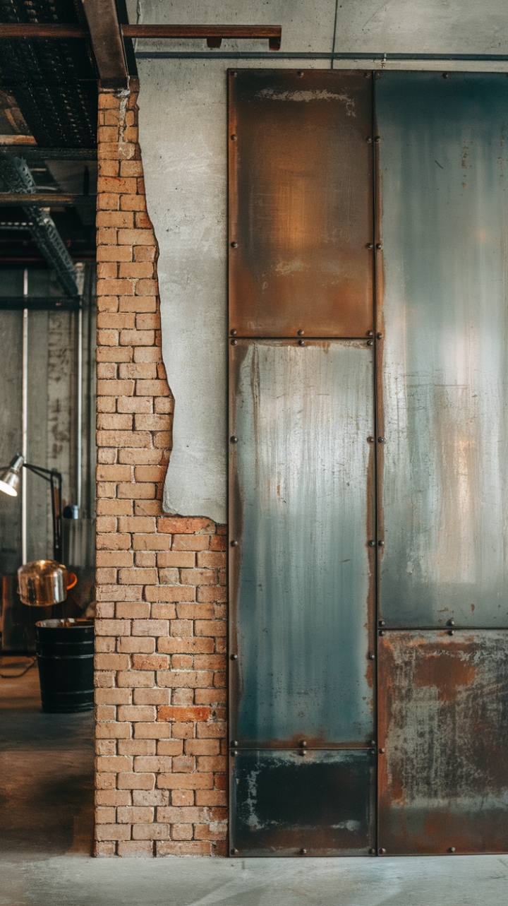 Ready to unleash your inner urbanite? This raw, industrial-chic wall, a symphony of exposed brick, weathered metal, and poured concrete, is the ultimate statement piece. Imagine it anchoring your loft space, its rugged texture a captivating contrast to sleek modern furnishings. The distressed finish whispers tales of a bygone era, while the subtle interplay of light and shadow adds depth and intrigue.