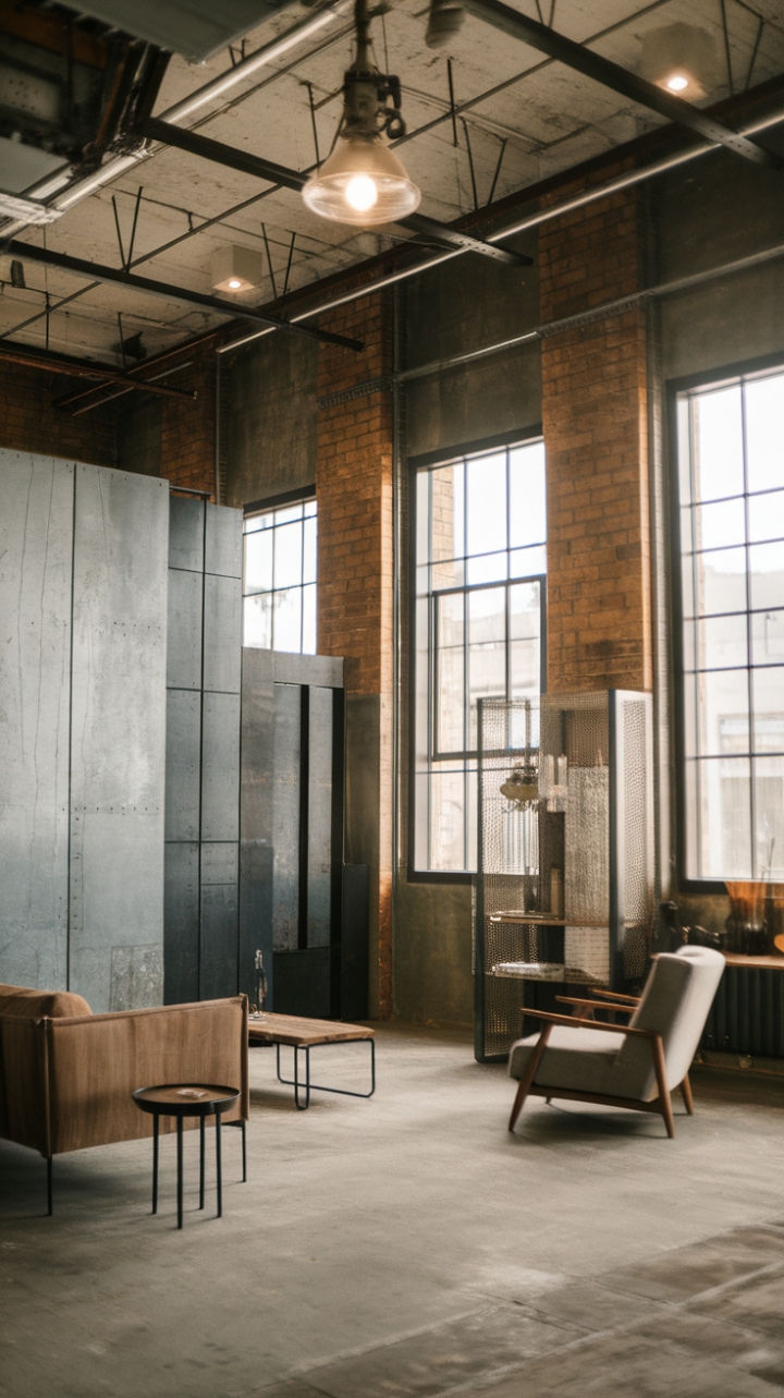 Industrial chic redefined. This loft's high ceilings and exposed brick are softened by warm wood accents and a carefully curated selection of furniture, proving that modern design can be both edgy and inviting.