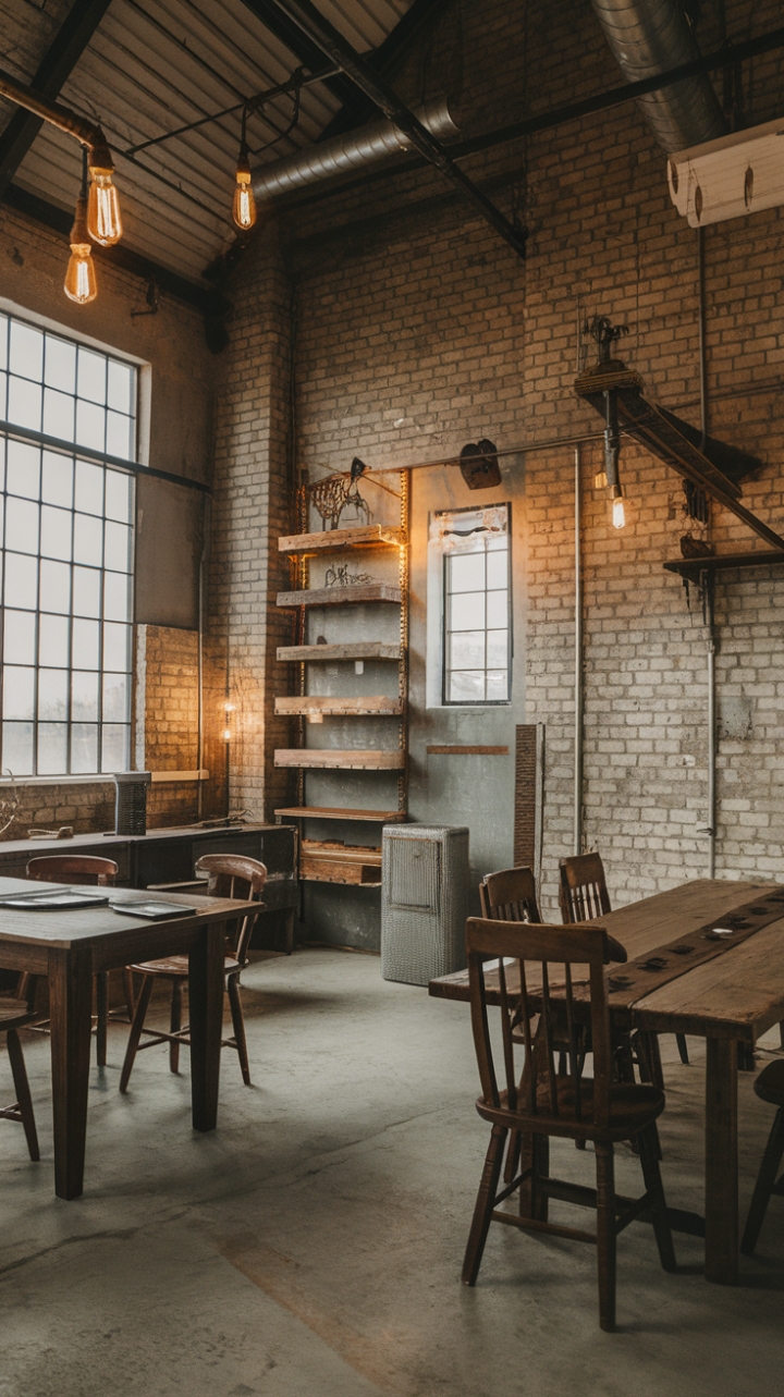 Imagine cozy evenings spent around a vintage wooden table in this breathtaking barn-inspired haven. Reclaimed wood shelves and a headboard add character, while the exposed brick walls tell a story of time and craftsmanship. The perfect blend of rustic and industrial, this home is a testament to unique style and comfortable living.