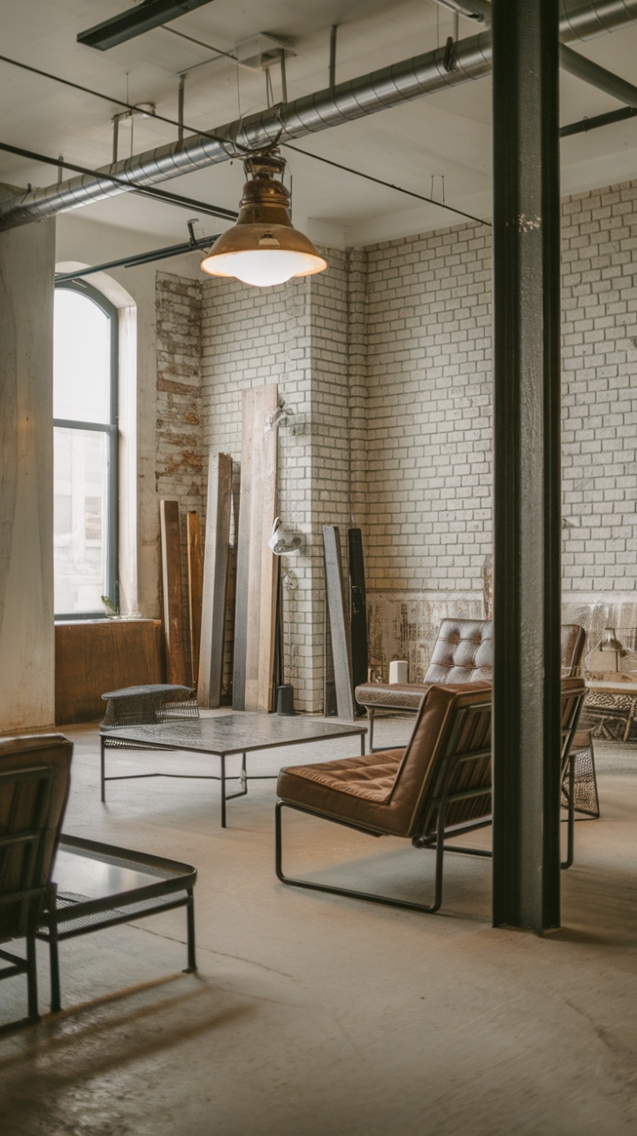 Raw urban grit meets refined minimalist style in this breathtaking loft. Exposed brick, reclaimed wood, and sleek metal furniture create a captivating industrial haven, softened by a neutral palette and vintage lighting.