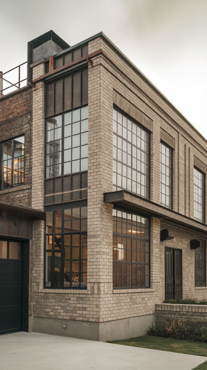 Craving a space that's both edgy and inviting? This industrial-style exterior, with its honest materials and striking architectural lines, is the perfect blend of urban grit and refined sophistication.