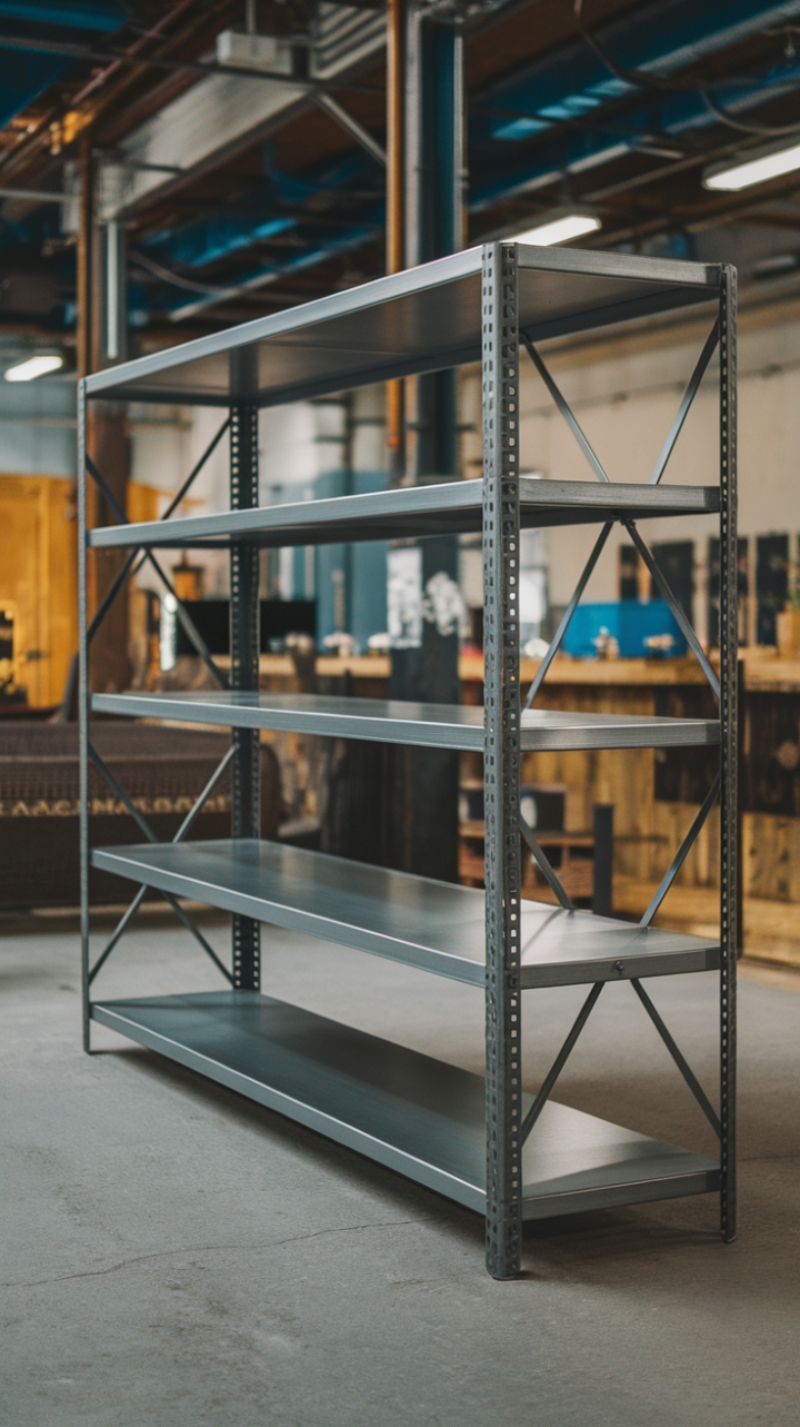 Unleash your inner urbanite with this raw, industrial shelving unit. Its brushed steel finish and robust design are perfect for showcasing your curated collection in a space that's as stylish as it is functional. The perfect blend of form and function for the modern industrial aesthetic.