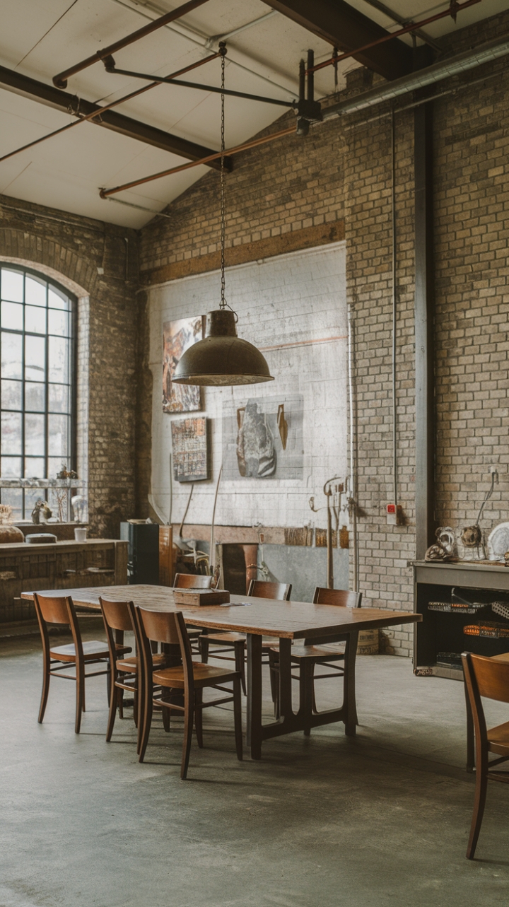 Craving a space that's both rugged and refined? This rustic-industrial haven is your answer. Imagine yourself relaxing in this high-ceilinged sanctuary, surrounded by the warmth of wood and the character of exposed brick. The perfect blend of comfort and cool.