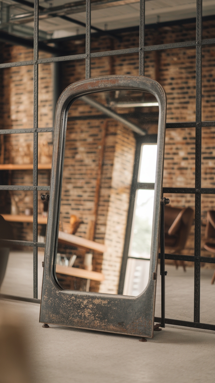 This isn't just a mirror; it's a statement piece. The distressed metal frame and minimalist design bring a touch of raw, industrial elegance to your space. Imagine it reflecting the warm glow of Edison bulbs against a backdrop of exposed brick – pure loft living perfection.