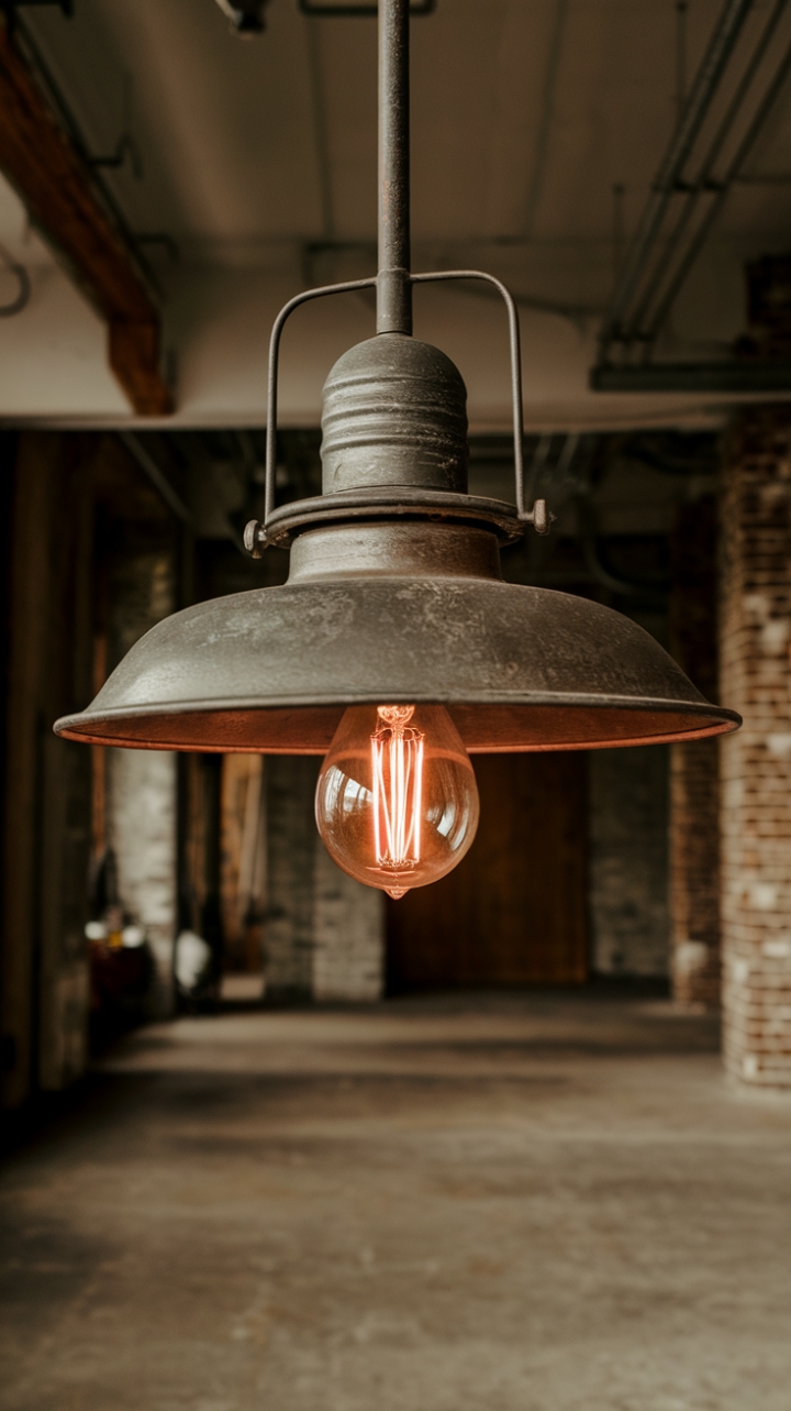 Ready to infuse your space with raw, urban cool? This vintage industrial pendant, its distressed metal shade casting a warm glow against exposed brick and concrete, is the perfect blend of rugged charm and refined style.