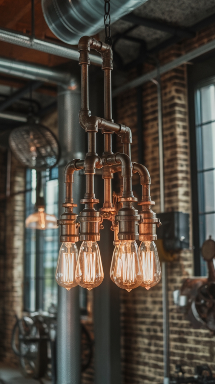 Imagine this striking metal marvel suspended above your dining table, its warm light dancing off exposed brick and gleaming gears. The perfect blend of vintage charm and industrial edge, this chandelier transforms any space into a captivating urban sanctuary.