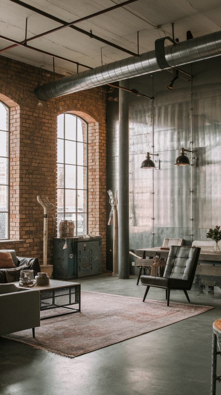 Craving a space that's as individual as you are? This modern industrial loft delivers. Exposed brick whispers stories of the past, while sleek metal accents and a minimalist aesthetic create a strikingly contemporary feel. The carefully curated mix of textures and vintage finds adds a touch of personality without sacrificing the clean lines that define this captivating space.