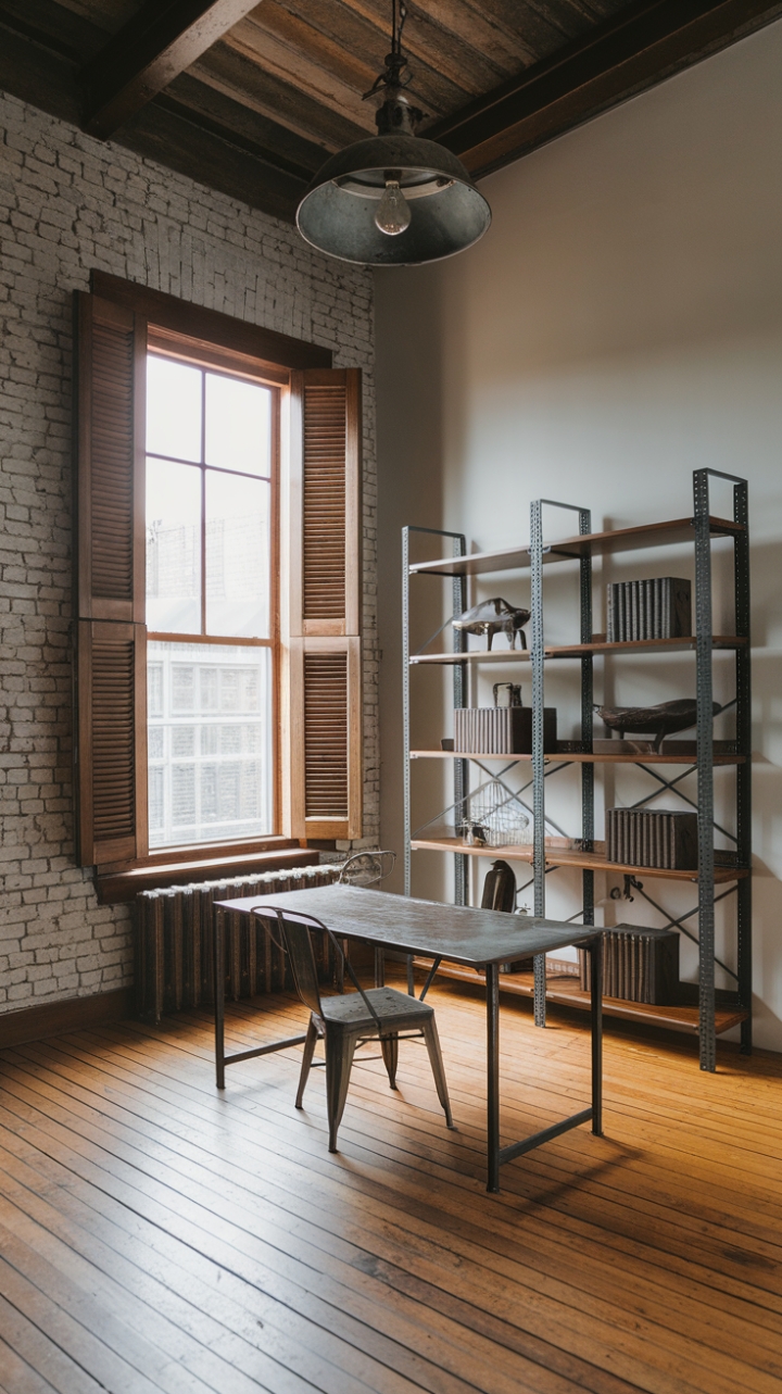 Unleash your inner architect in this raw, refined loft office. Exposed brick, soaring ceilings, and vintage industrial accents create a workspace that's both inspiring and undeniably cool. The perfect blend of form and function.