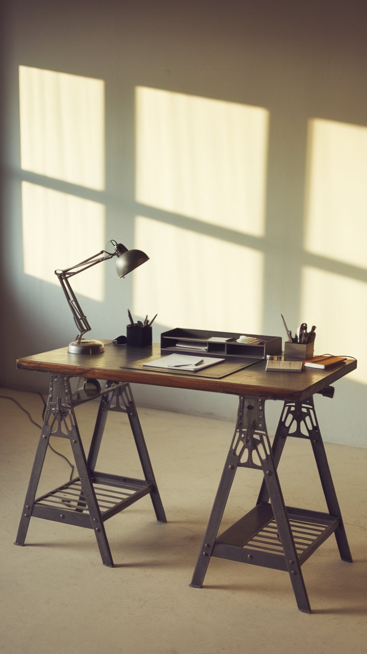 Imagine this: the gentle hum of productivity against a backdrop of urban cool. This vintage-inspired industrial desk, with its sturdy steel frame and warm wooden top, isn't just a workspace; it's a statement. The minimalist styling allows the desk's inherent beauty to shine, promising a workspace as inspiring as it is efficient.