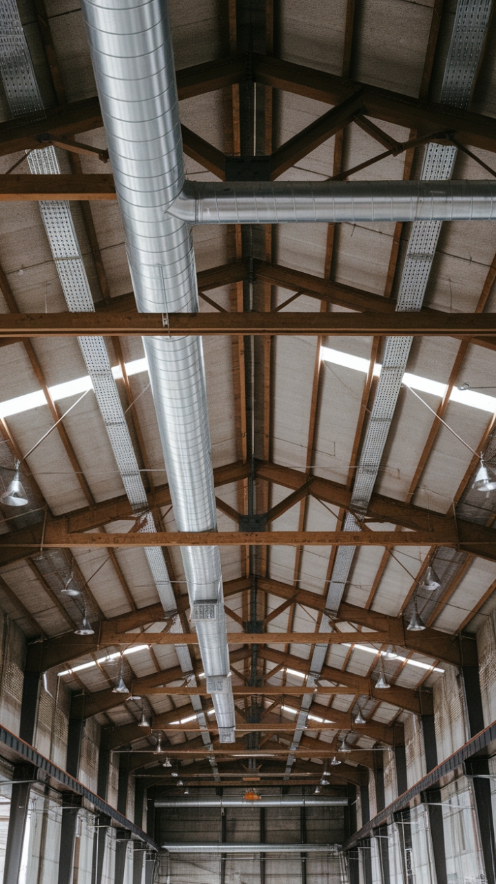 Imagine the possibilities: A ceiling that's less overhead and more statement piece. This industrial masterpiece, a fusion of rugged concrete, warm wood, and functional metal, transforms a vast open space into a haven of unexpected elegance. The carefully curated lighting only enhances the raw beauty of this architectural marvel.